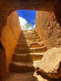 photo of staircase and blue sky